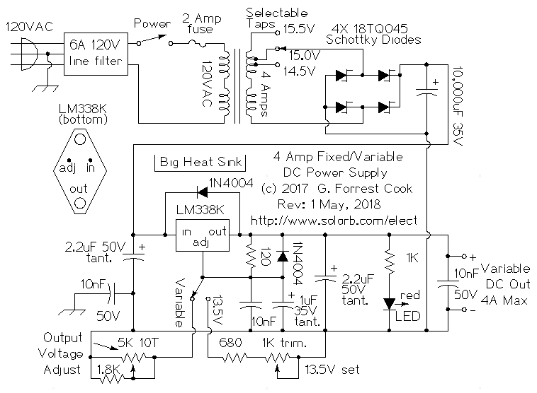 Schematic of 13.8V 4A DC Power Supply V2