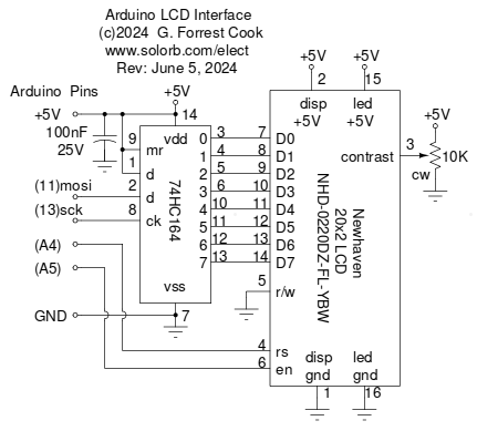 Arduino LCD interface schematic