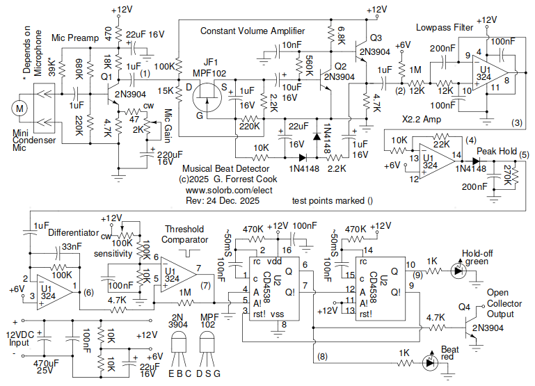 musical beat detector schematic